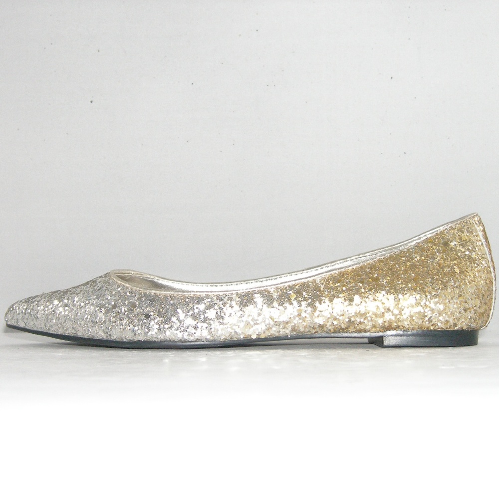 Zara Woman ombre metallic silver gold flats 6/6.5 - Picture 6 of 8